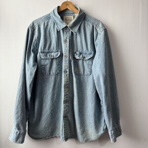Vintage LEVI'S Denim Shirt Men's XL Light Wash Cotton Button Down 90s
